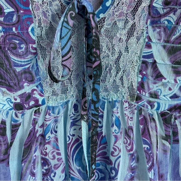 Live and Let Live Womens Blue Lace Top Sz PL Boho Peasant Hippie Festival Artsy - Picture 2 of 9